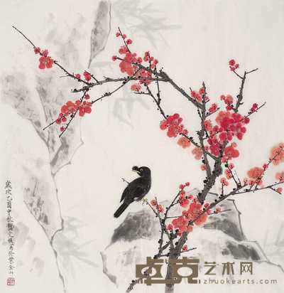 龚文桢 乙酉(2005年)作 花鸟 镜心 69×68cm